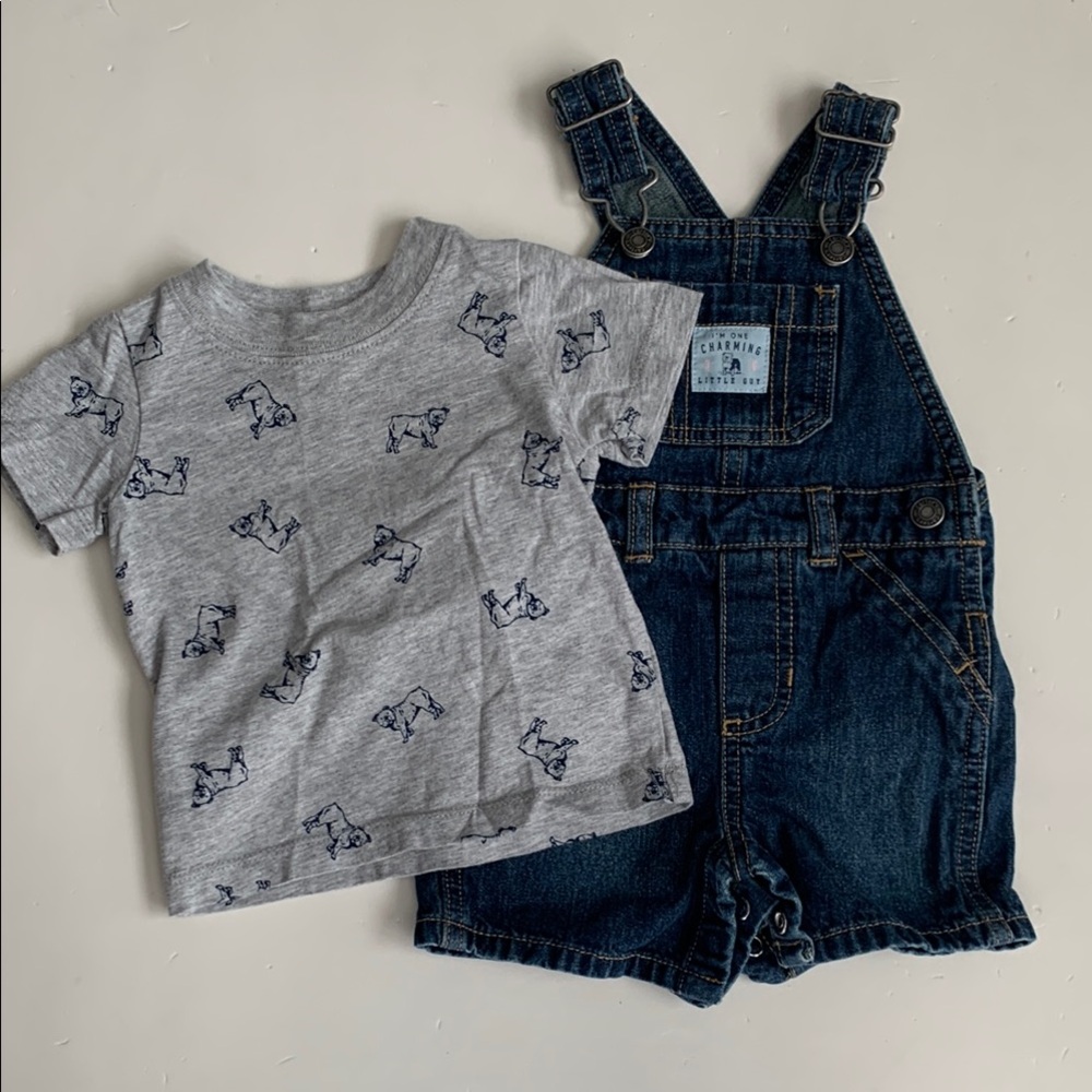 Carter’s Denim Overalls and Gray T-Shirt Set 6 Months